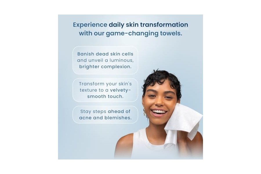 Clean Skin Club Clean Towels XL™ Supreme, toalla facial 100 % de base biológica USDA, toallita facial desechable, aprobada por la Asociación para el Eccema, toallitas secas desmaquillantes, ultrasuaves, 50 unidades, 1 paquete - Image 8