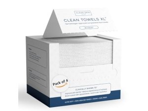 Clean Skin Club Clean Towels XL™, Toalla facial 100 % de origen biológico USDA, Toallita facial desechable, Aprobada por la Asociación para el Eccema, Toallitas secas desmaquillantes, Ultrasuaves, 200 unidades, Paquete de 4