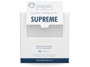 Clean Skin Club Clean Towels XL™ Supreme, toalla facial 100 % de base biológica USDA, toallita facial desechable, aprobada por la Asociación para el Eccema, toallitas secas desmaquillantes, ultrasuaves, 50 unidades, 1 paquete