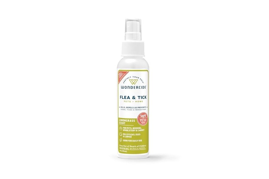 Wondercide - Spray contra pulgas, garrapatas y mosquitos para perros, gatos y el hogar - Elimina, controla, previene y trata pulgas y garrapatas - Con aceites esenciales naturales - Seguro para mascotas y familias - Limoncillo 4 oz