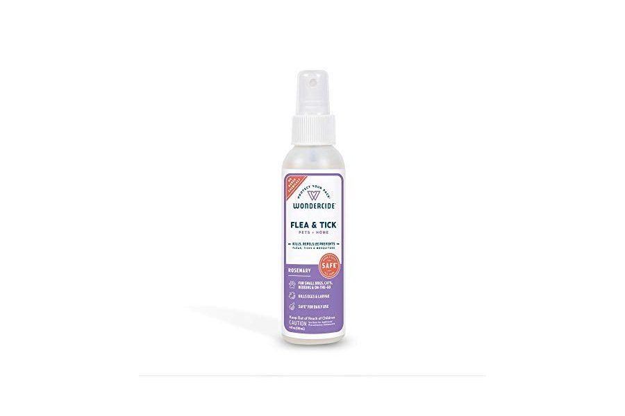 Wondercide - Spray contra pulgas, garrapatas y mosquitos para perros, gatos y el hogar - Elimina, controla, previene y trata pulgas y garrapatas - Con aceites esenciales naturales - Seguro para mascotas y familias - Romero 4 oz