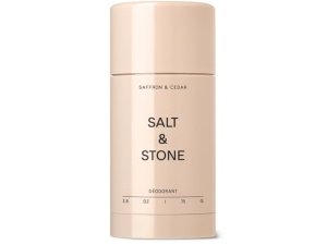 Desodorante SALT & STONE | Desodorante natural extrafuerte para mujeres y hombres | Sin aluminio, con extractos de algas, manteca de karité y probióticos (azafrán y cedro)