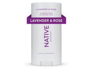 Desodorante Native con ingredientes de origen natural, 72 horas de control del olor | Desodorante para mujeres y hombres, sin aluminio, con bicarbonato de sodio, aceite de coco y manteca de karité | Lavanda y rosa
