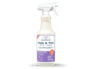 Wondercide - Spray contra pulgas, garrapatas y mosquitos para perros, gatos y el hogar - Elimina, controla, previene y trata pulgas y garrapatas - Con aceites esenciales naturales - Seguro para mascotas y familias - Romero 32 oz