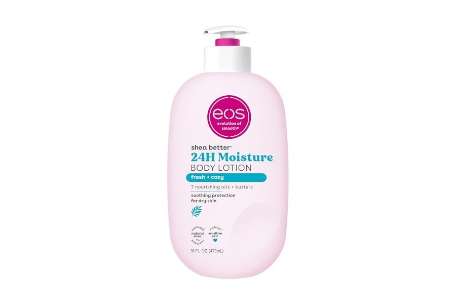 Loción corporal Eos Shea Better: fresca y reconfortante, hidratación durante 24 horas, ligera y no grasa, elaborada con karité natural, vegana, 473 ml (paquete de 1)