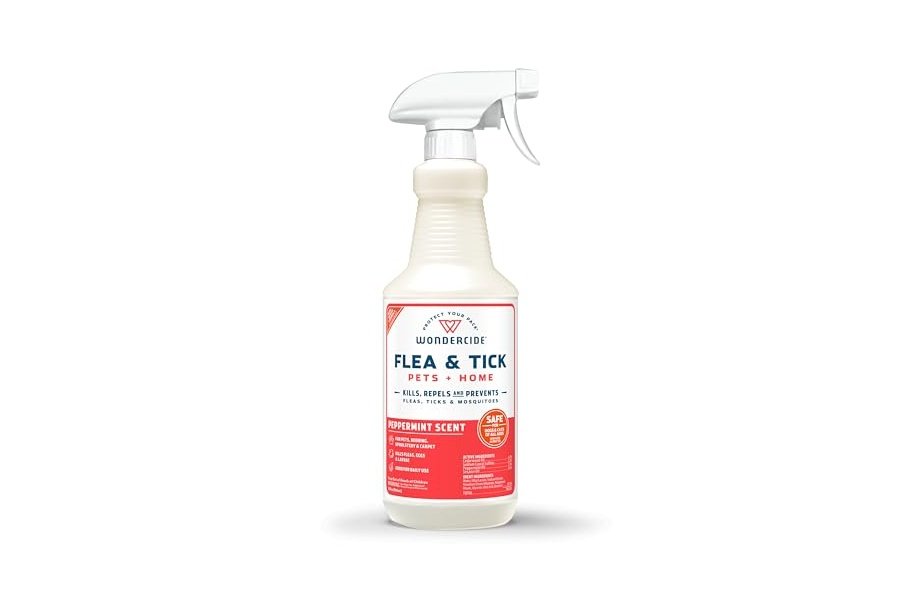 Wondercide - Spray contra pulgas, garrapatas y mosquitos para perros, gatos y el hogar - Elimina, controla, previene y trata pulgas y garrapatas - Con aceites esenciales naturales - Seguro para mascotas y familias - Menta 32 oz