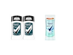 Paquete de desodorante antitranspirante Degree para hombre y mujer con 72 horas de protección contra el sudor y el mal olor, tecnologías MotionSense y activadas por calor corporal, negro y blanco (2 unidades, 2.7 oz) y Shower Clean (2.6 oz)