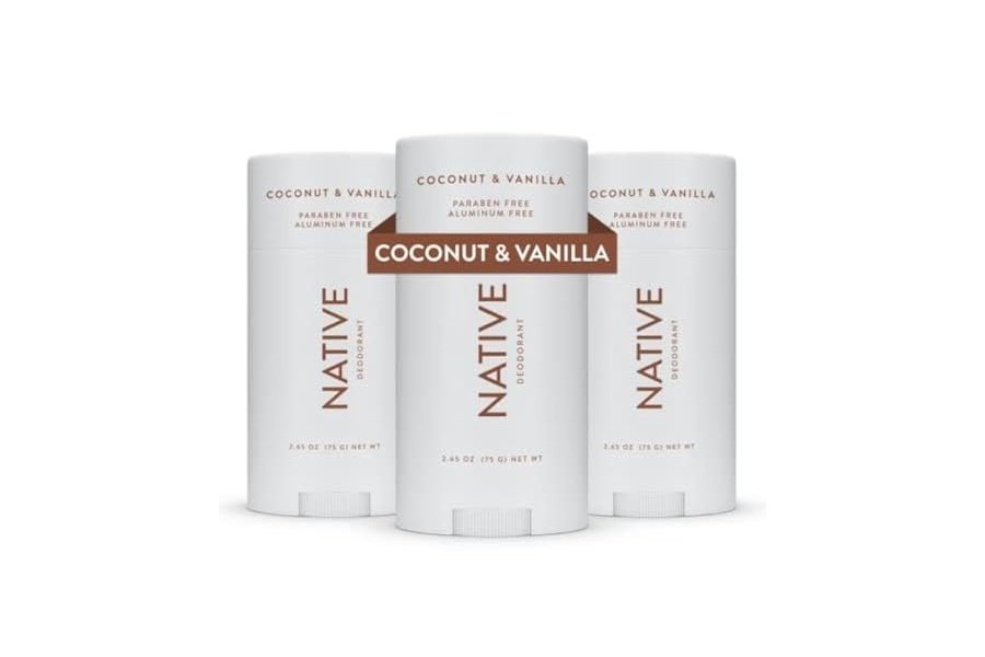 Desodorante Native con ingredientes de origen natural, 72 horas de control del olor | Desodorante para mujeres y hombres, sin aluminio, con bicarbonato de sodio, aceite de coco y manteca de karité | Coco y vainilla, paquete de 3