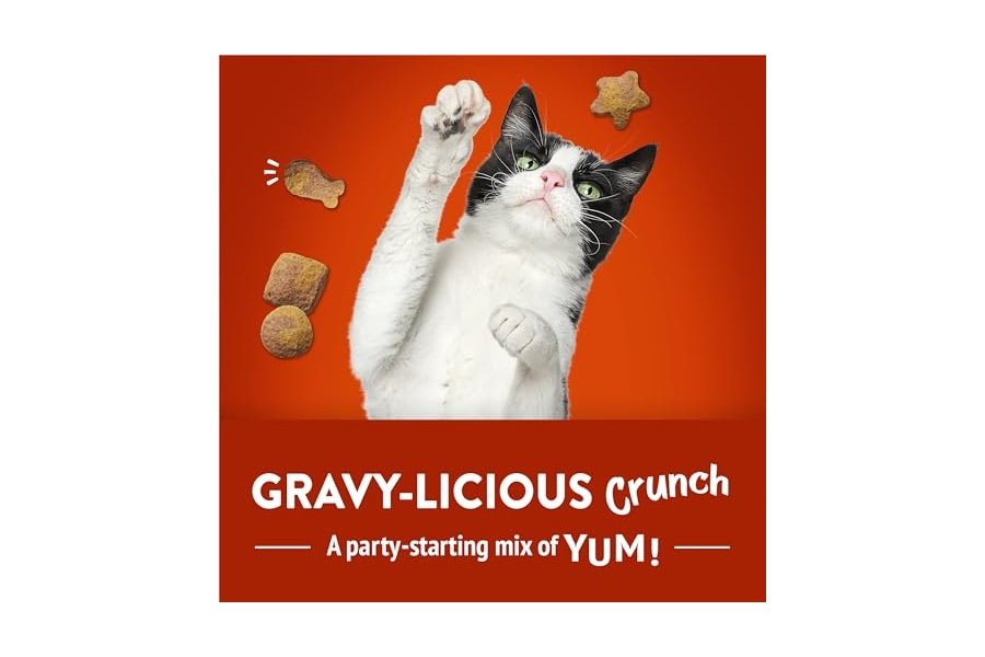 Premios para gatos Purina Friskies, mezcla para fiestas con salsa crujiente y deliciosos sabores de pollo y salsa - Bolsa de 590 g - Image 2