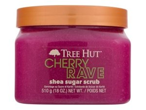 Exfoliante corporal con azúcar y karité Cherry Rave de Tree Hut | Elimina la piel muerta y seca para una sensación suave e hidratada | Edición limitada de otoño | Cuidado corporal esencial nutritivo | 18 fl oz.