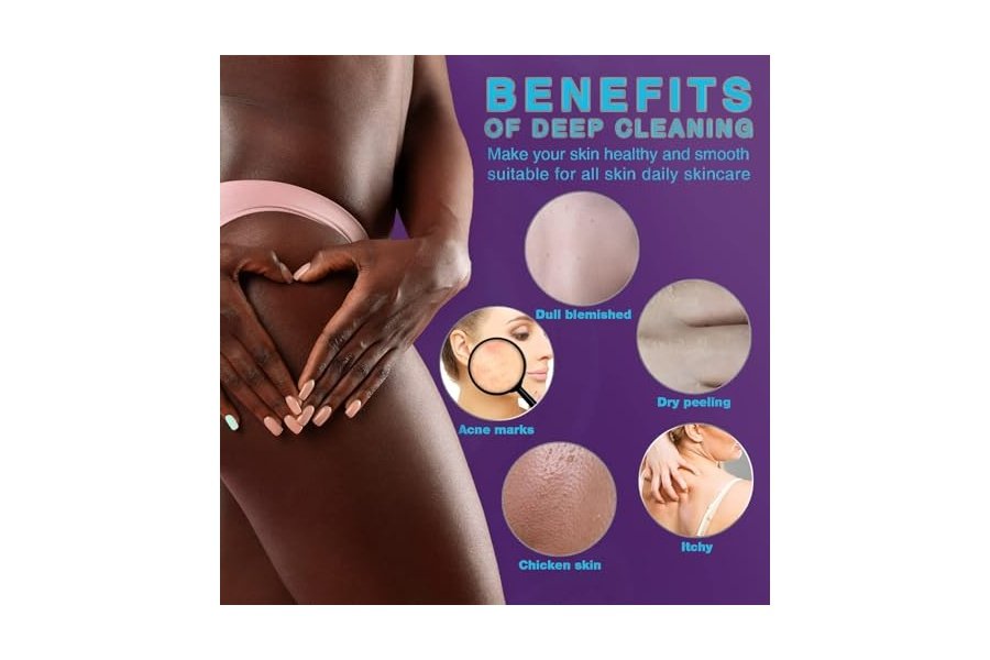3 esponjas de baño africanas de red africana, esponja de baño de red larga, exfoliante, para ducha, cuerpo, espalda y piel más suave, ideal para uso diario (morado, azul, blanquecino). - Image 5