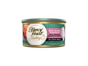 Fancy Feast Purina Medleys Wild Salmon Primavera Alimento para gatos, 3 onzas