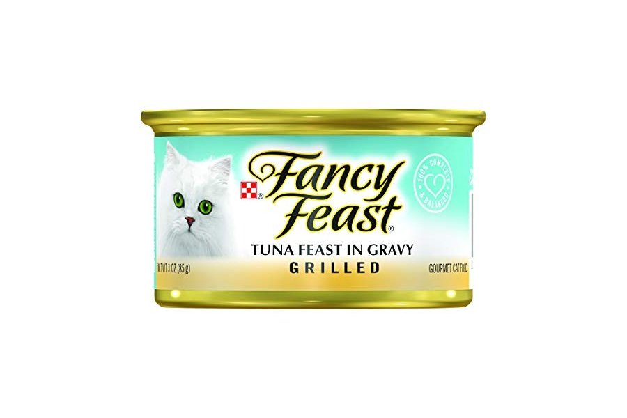 Comida húmeda gourmet para gatos Fancy Feast, atún en salsa, a la parrilla, lata individual de 85 g