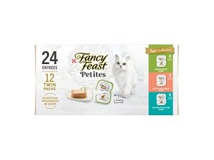 Alimento húmedo para gatos Purina Fancy Feast Gourmet, paquete variado, colección Petites Pate, envases desmoldables, 24 raciones (paquete de 12) envases de 76 g