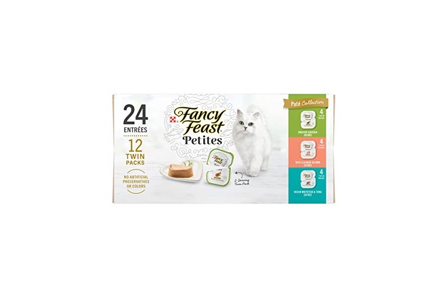 Alimento húmedo para gatos Purina Fancy Feast Gourmet, paquete variado, colección Petites Pate, envases desmoldables, 24 raciones (paquete de 12) envases de 76 g