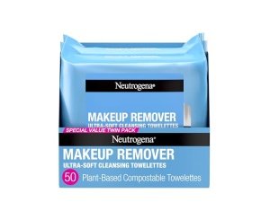 Toallitas desmaquillantes Neutrogena, toallitas limpiadoras faciales diarias, limpian y eliminan suavemente la grasa y el maquillaje, toallitas desmaquillantes sin alcohol, 2 x 25 unidades
