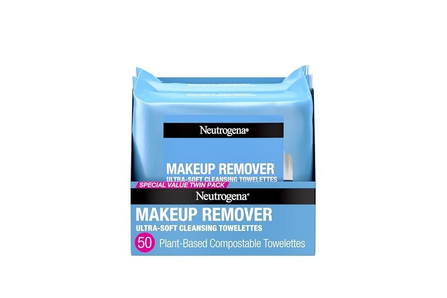 Toallitas desmaquillantes Neutrogena, toallitas limpiadoras faciales diarias, limpian y eliminan suavemente la grasa y el maquillaje, toallitas desmaquillantes sin alcohol, 2 x 25 unidades