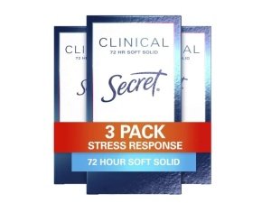 Desodorante antitranspirante Secret Clinical Strength para mujer, respuesta al estrés, triple protección contra el estrés, 72 h de protección contra el sudor y el mal olor, minerales que equilibran el pH, suave, 47 g (paquete de 3)