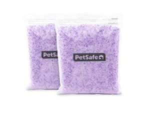 Arena para gatos de cristal premium PetSafe ScoopFree: superior a la arena de arcilla; reduce el polvo y las huellas, dejando un hogar fresco; no se aglomera; dos bolsas de arena de 2 kg (3 kg en total) - Lavanda