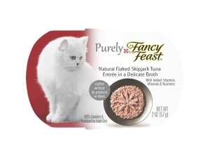 Alimento húmedo para gatos Purina Fancy Feast Natural Grain Free Broth, con atún barrilete en copos, totalmente natural - (Paquete de 10) Bandejas de 56 g