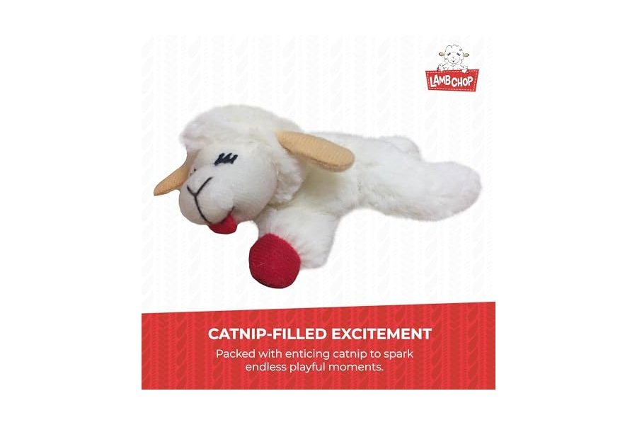 Juguete de peluche para gato Multipet Lamb Chop con hierba gatera - Juguete masticable para gatos pequeños - Juguete de peluche extrasuave - Juguete para acurrucarse y jugar - Bonito juguete para mascotas (10 cm, color crema) - Image 6