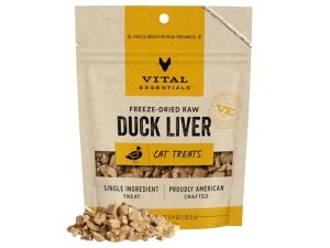Premios para gatos Vital Essentials liofilizados, crudos y de un solo ingrediente, hígado de pato, 25 g