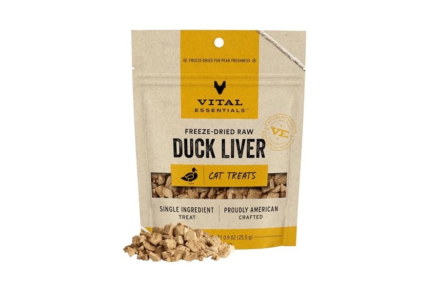 Premios para gatos Vital Essentials liofilizados, crudos y de un solo ingrediente, hígado de pato, 25 g