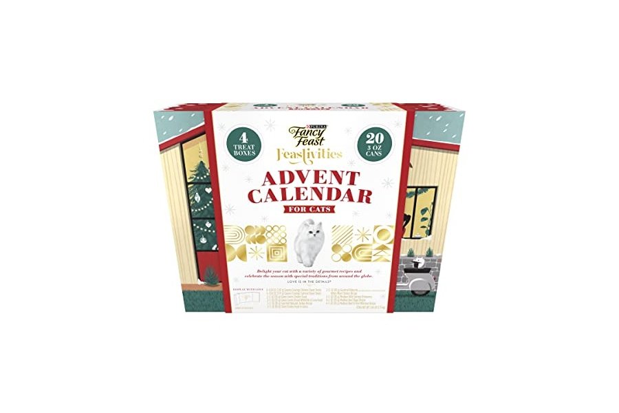Alimento húmedo gourmet para gatos Purina Fancy Feast y premios para gatos Savory Cravings, paquete variado de calendario de adviento - (24) latas de 85 g