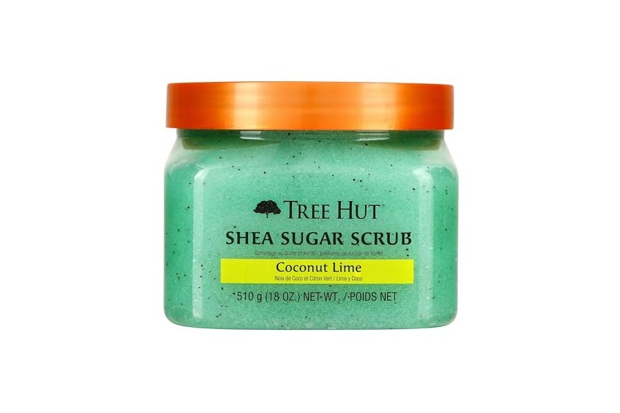 Exfoliante corporal de azúcar y karité Tree Hut, coco y lima, 18 oz