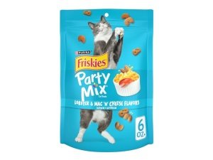 Premios para gatos Purina Friskies, mezcla para fiestas con sabores de langosta y macarrones con queso - (Paquete de 6) Bolsas de 170 g