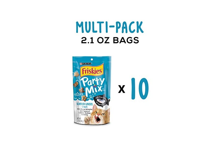 Friskies - Premios para gatos (fabricados en EE. UU.), mezcla para fiestas, mariscos crujientes - (10) bolsas de 54 g - Image 2