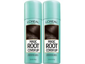 Corrector temporal de canas en aerosol Root Cover Up de L'Oréal Paris para castaño oscuro, 2 oz (paquete de 2) (el empaque puede variar)