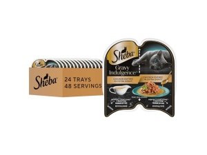 Comida húmeda para gatos adultos Sheba Gravy Indulgence, plato principal de pollo con salsa extra, bandejas de 76 g (24 unidades, 48 ​​porciones)