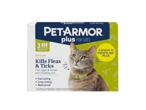PetArmor Plus - Prevención de pulgas y garrapatas para gatos, tratamiento contra pulgas y garrapatas, 3 dosis, tópico resistente al agua, de acción rápida, para gatos de más de 700 g
