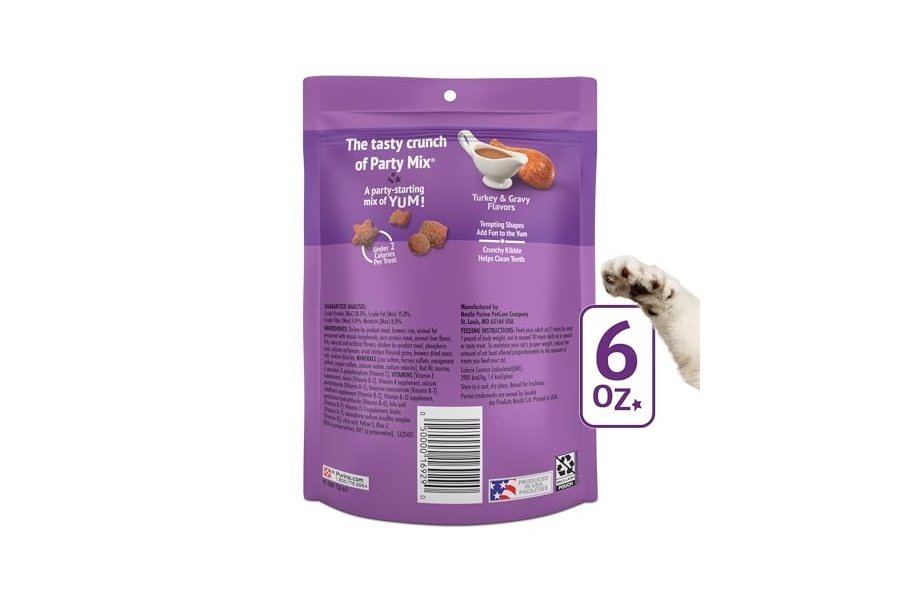 Premios para gatos Purina Friskies, mezcla para fiestas, sabor a pavo y salsa gravy-licious Crunch - (Paquete de 6) Bolsas de 177 g - Image 7