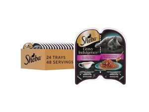 Alimento húmedo para gatos adultos Sheba Gravy Indulgence, salmón en salsa extra, bandejas de 76 g (24 unidades, 48 ​​porciones)