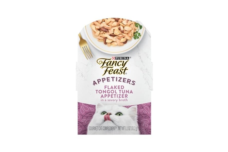 Alimento para gatos Purina Fancy Feast Appetizers sin cereales, Tongol en copos de atún, para lamer - (Paquete de 10) Bandejas de 30 g