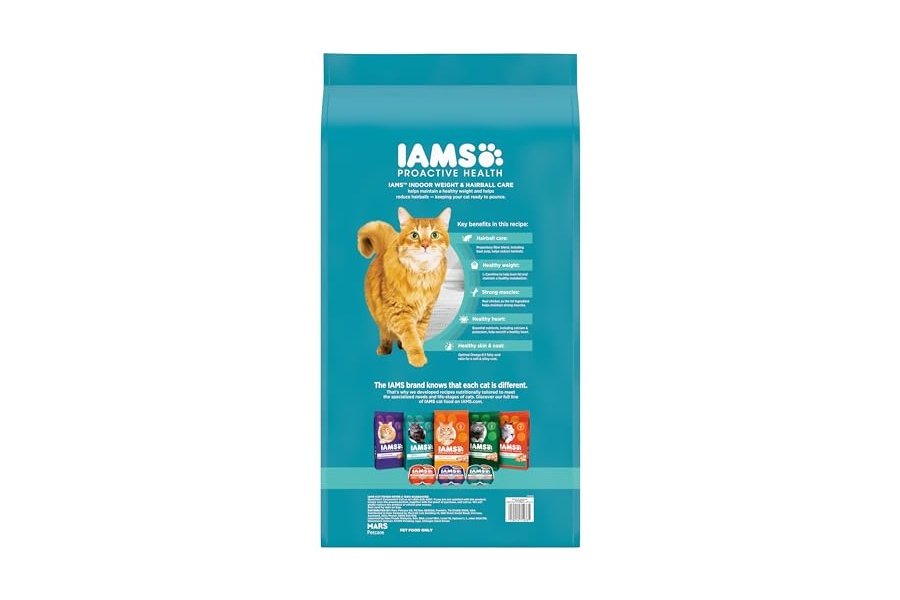 Alimento seco para gatos adultos IAMS Proactive Health con pollo y pavo, control de peso en interiores y cuidado de bolas de pelo, bolsa de 22 lb - Image 2