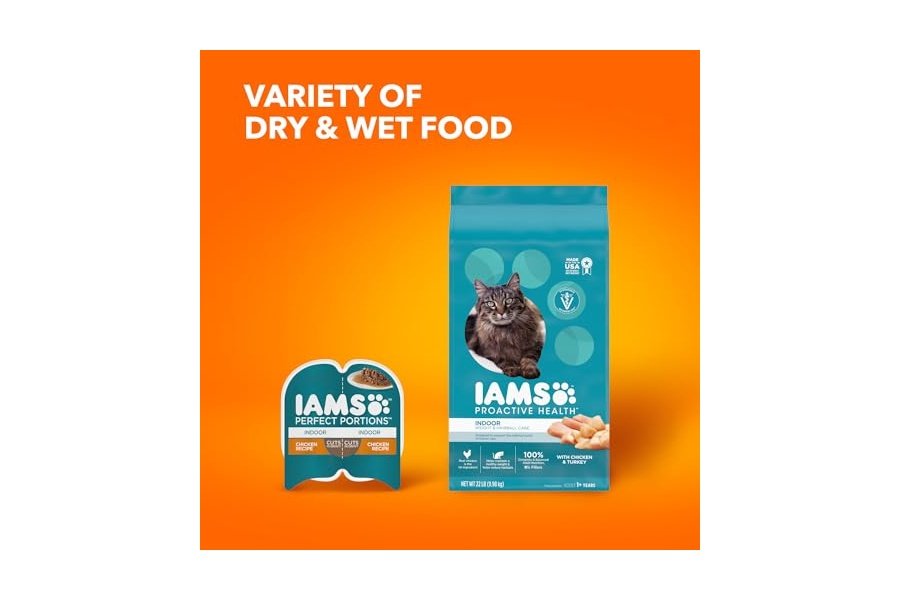 Alimento seco para gatos adultos IAMS Proactive Health con pollo y pavo, control de peso en interiores y cuidado de bolas de pelo, bolsa de 22 lb - Image 13