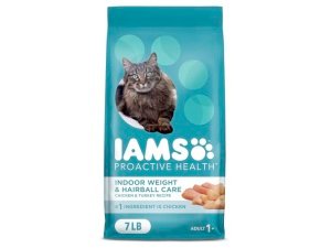 Alimento seco para gatos adultos IAMS Proactive Health Indoor Weight & Hairball Care con pollo y pavo, bolsa de 7 lb