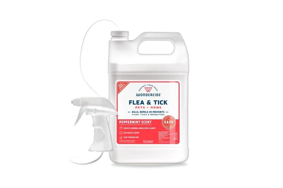 Wondercide - Spray contra pulgas, garrapatas y mosquitos para perros, gatos y el hogar - Elimina, controla, previene y trata pulgas y garrapatas - Con aceites esenciales naturales - Seguro para mascotas y familias - Menta 128 oz