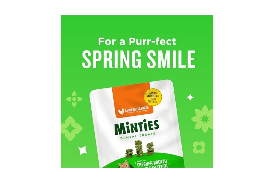 Premios dentales Minties para gatos, con sabor a pollo, refrescan el aliento y controlan el sarro, 10 oz - Image 3