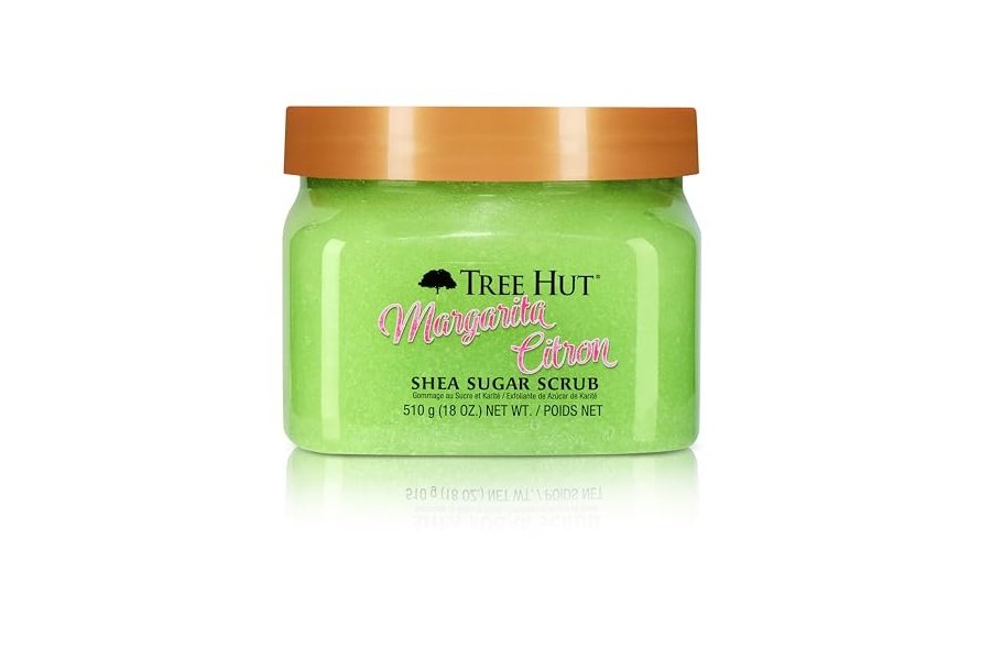 Exfoliante corporal exfoliante con margarita, cidra y azúcar de karité Tree Hut | Elimina la piel muerta y seca para una sensación suave e hidratada | Cuidado corporal esencial nutritivo | 18 fl oz.