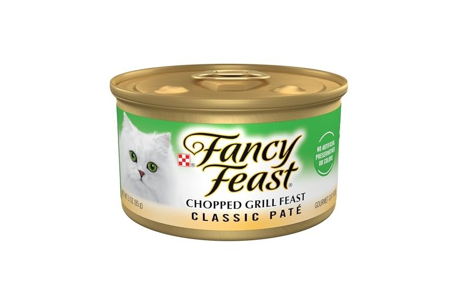 Purina Fancy Feast Chopped Grill Feast Classic - Paté de comida húmeda para gatos (paquete de 24) latas de 85 g