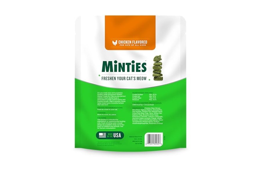 Premios dentales Minties para gatos, con sabor a pollo, refrescan el aliento y controlan el sarro, 10 oz - Image 8