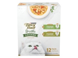 Alimento húmedo para gatos Purina Fancy Feast con caldo de pollo, sin cereales, para lamer, paquete variado (paquete de 12) sobres de 45 g