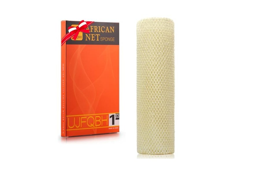 Esponja de red africana, esponja de baño africana de red larga, exfoliante, para ducha, cuerpo, espalda y piel más suave, ideal para uso diario (blanca)