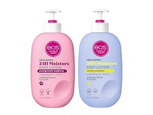 Loción corporal EOS Shea Better Body Lotion - Vainilla, cachemira y granada y frambuesa, 16 onzas líquidas (paquete de 2)