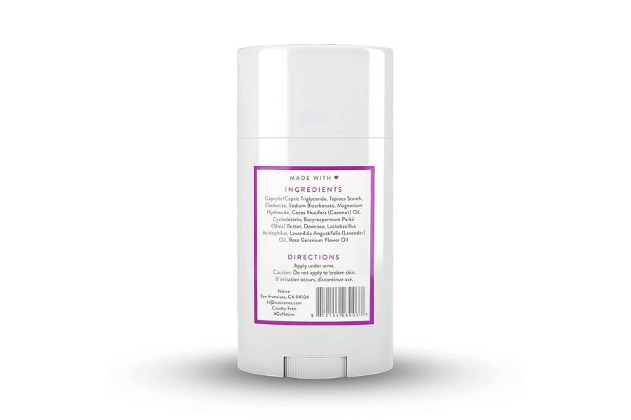 Desodorante Native con ingredientes de origen natural, 72 horas de control del olor | Desodorante para mujeres y hombres, sin aluminio, con bicarbonato de sodio, aceite de coco y manteca de karité | Lavanda y rosa - Image 6
