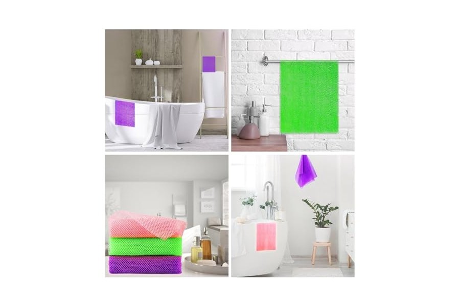 UJFQBH - 3 esponjas de baño africanas de red africana, esponja de baño de red larga, exfoliante, para ducha, cuerpo, espalda y piel más suave, ideal para uso diario (morado, rosa, verde) - Image 7